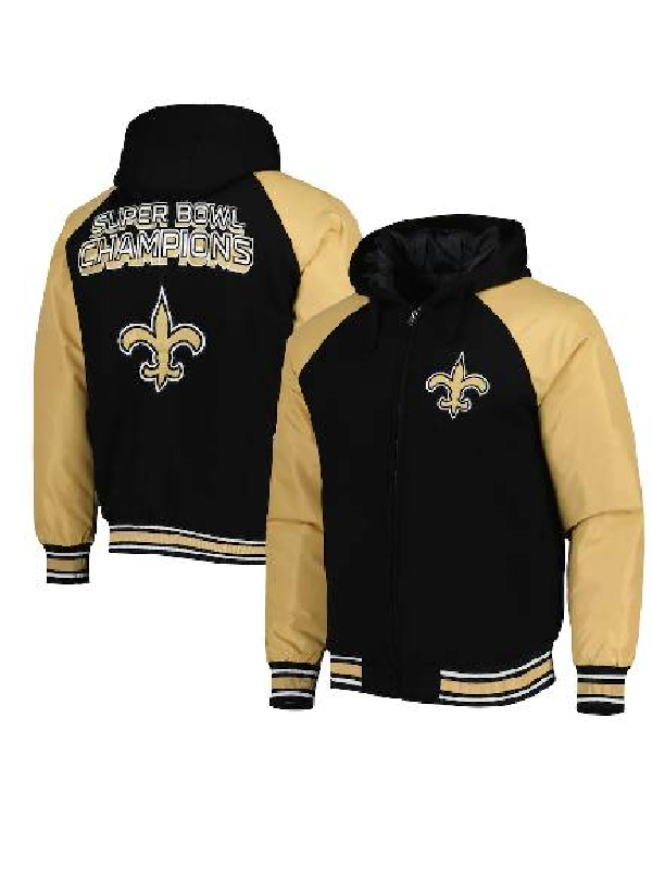 G-iii Sports By Carl Banks Black New Orleans Saints NBA Team Defender Raglan Jacket