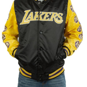 Los Angeles Lakers Champs 17 NBA Team Patches Varsity Jacket