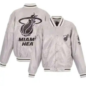 Miami Heat Jh Design Silver Satin Jacket