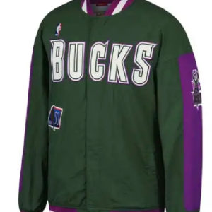 Milwaukee Bucks Mitchell & Ness Hunter Green Hardwood Jacket