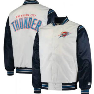 NBA Oklahoma City Thunder Starter Blue And White Satin Jacket