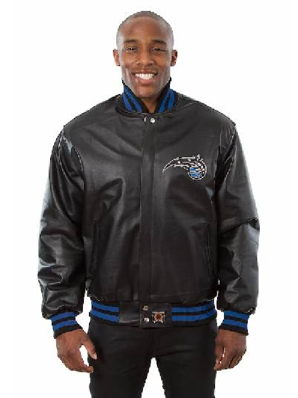 NBA Orlando Magic Black Leather Varsity Jacket
