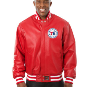 NBA Philadelphia 76ers Red Full Leather Jacket