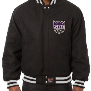 NBA Sacramento Kings JH Design Black Big And Tall All Wool Varsity Jackets