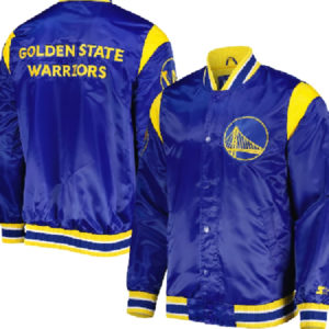NBA Starter Royal Golden State Warriors Force Play Satin Varsity Jacket