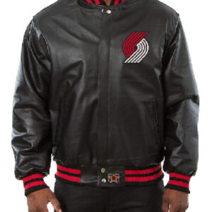 NBA Team Portland Trail Blazers Jh Design Black Domestic Team Color Leather Jacket