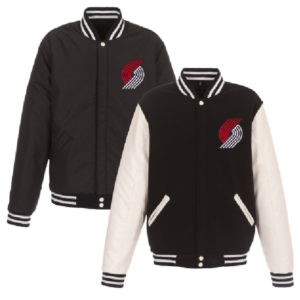 NBA Team Portland Trail Blazers Jh Design Reversible Fleece Varsity Jacket
