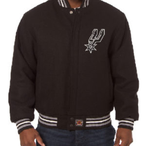 NBA Team San Antonio Spurs JH Design Black Big And Tall All Wool Jacket