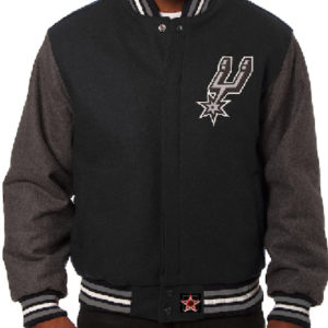 NBA Team San Antonio Spurs JH Design Black Domestic Two-Tone Wool Jacket