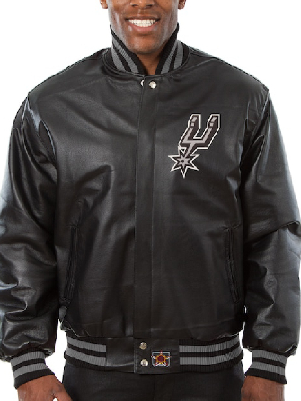 NBA Team San Antonio Spurs Jh Design Black Domestic Team Color Leather Jacket