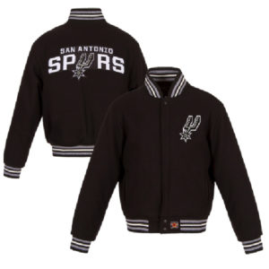 NBA Team San Antonio Spurs Jh Design Black Embroidered Logo Jacket