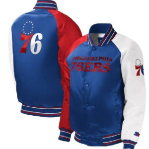 NBA Team Youth Philadelphia 76ers Starter Royal Raglan Varsity Jacket