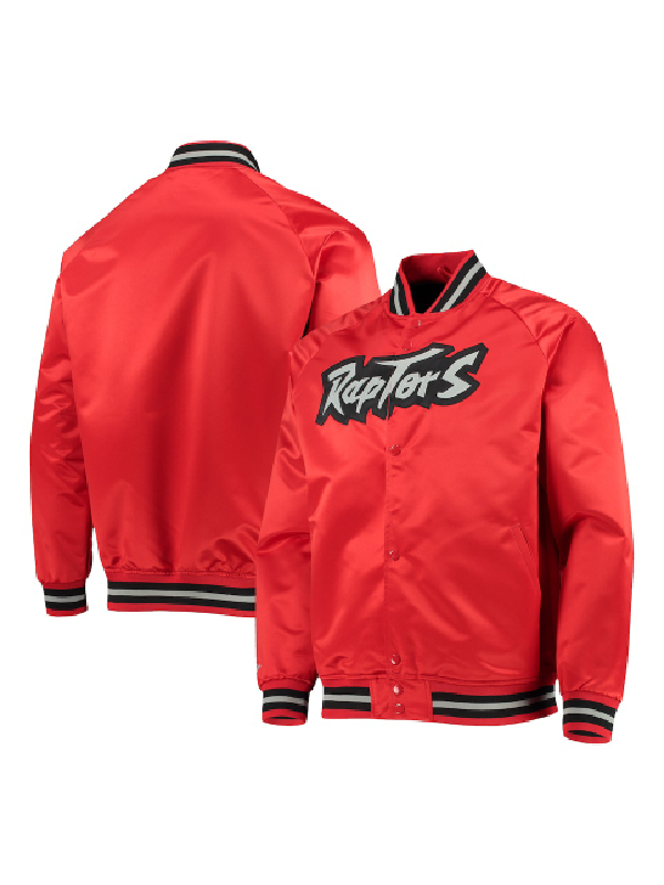 NBA Toronto Raptors Mitchell & Ness Red Hardwood Classics Satin Raglan Jacket