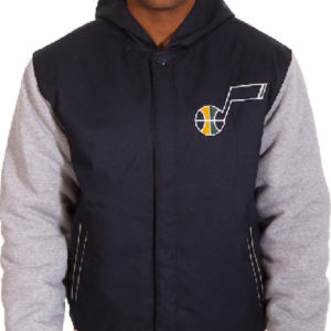 NBA Utah Jazz JH Design Navy And Gray Reversible Team Hooded Jacket
