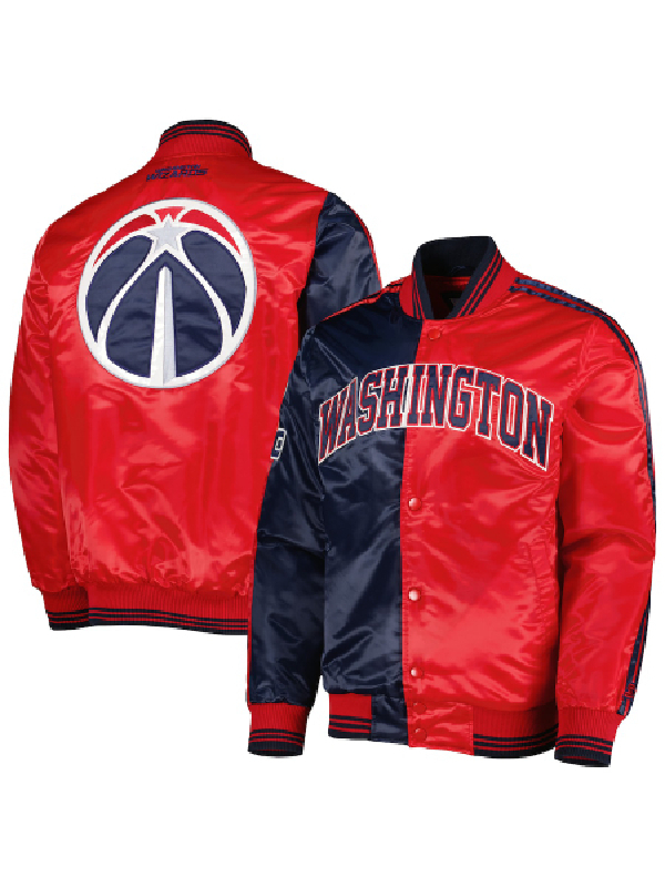 NBA Washington Wizards Starter Navy And Red Fast Break Satin Jacket