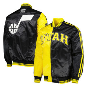 NBa Utah Jazz Starter Gold And Black Fast Break Satin Jacket