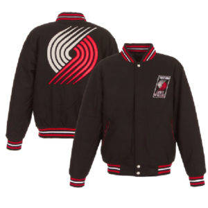 Portland Trail Blazers NBA Team Jh Design Black Reversible Embroidered Logo Jacket