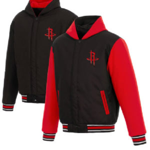 Houston Rockets NBA Team JH Design Reversible Poly-Twill Hooded Jacket
