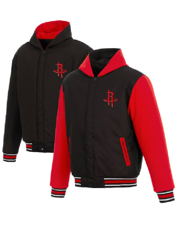 Houston Rockets NBA Team JH Design Reversible Poly-Twill Hooded Jacket