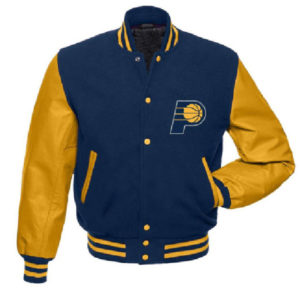 Indiana Pacers Blue And Yellow Letterman Varsity Jacket