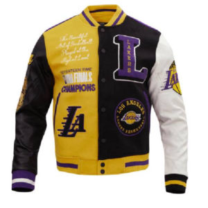 Los Angeles Lakers NBA Team Color Block Letterman Varsity Jacket