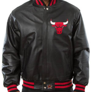 NAB Chicago Bulls JH Design Logo Black Big & Tall All-Leather Jacket