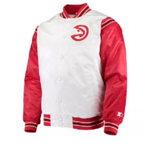 NBA Atlanta Hawks Starter White And Red Renegade Varsity Jacket