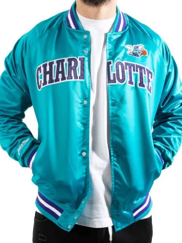 NBA Charlotte Hornets Blue Varsity Satin Jacket