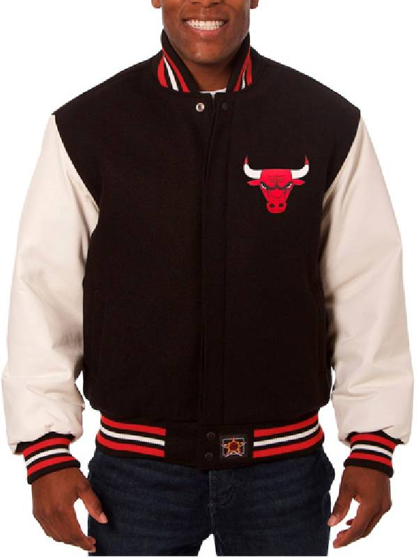 NBA Chicago Bulls JH Design Big & Tall Black_White Wool Jacket