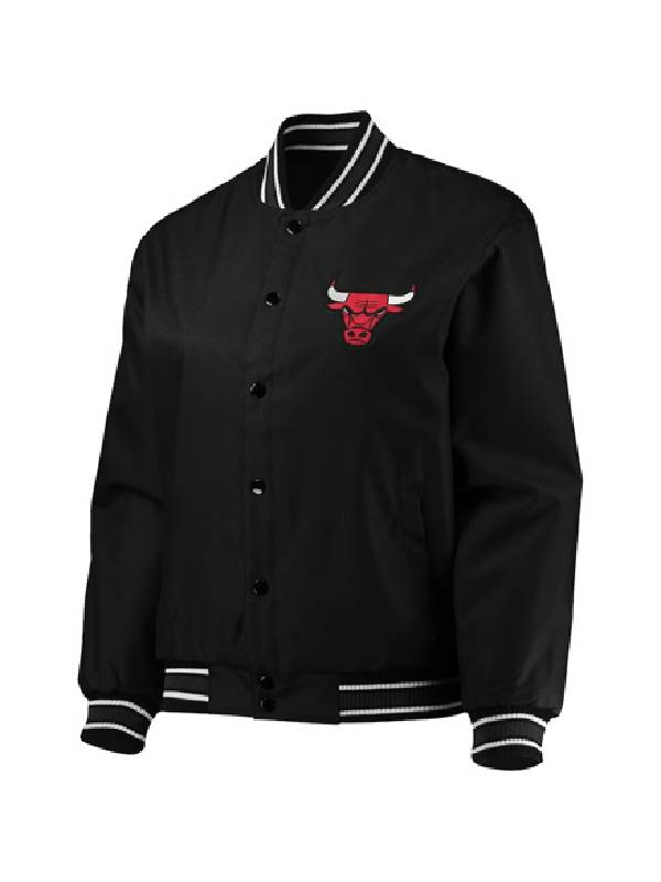 NBA Chicago Bulls JH Design Full-Snap Poly Twill Black Jacket