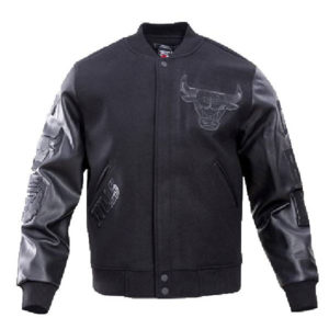 NBA Chicago Bulls Pro Standard Triple Black Varsity Jacket