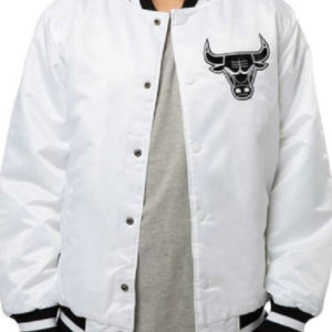 NBA Chicago Bulls Varsity White Letterman Jacket