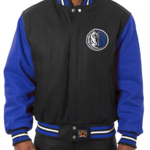 NBA Dallas Mavericks JH Design Black Domestic Two-Tone Varsity Jacket