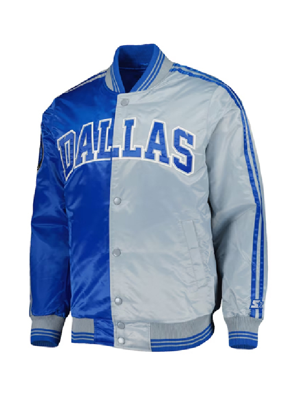 NBA Dallas Mavericks Starter Royal_Gray Fast Break Varsity Jacket