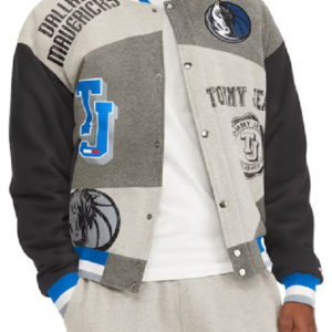 NBA Dallas Mavericks Tommy Jeans James Varsity Gray Jacket