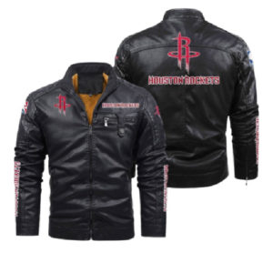 NBA Houston Rockets 2DE1108 New Style 2D TY Black Leather Jacket