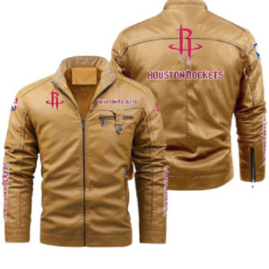 NBA Houston Rockets 2DE1108 New Style 2D TY Brown Leather Jacket