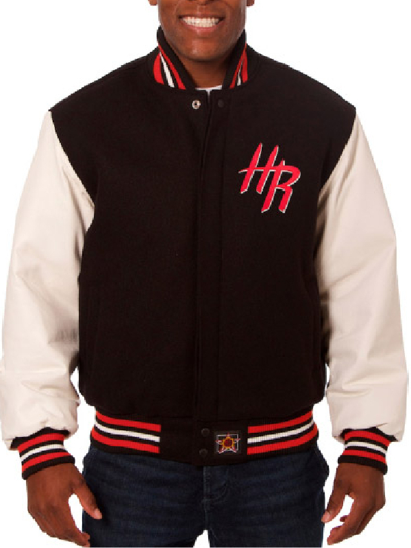 NBA Houston Rockets JH Design Black_White Wool Jacket