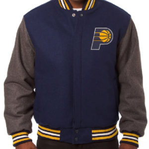 NBA Indiana Pacers JH Design Navy Domestic Two-Tone Varsity Jacket