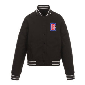 NBA LA Clippers JH Design Black Poly-Twill Varsity Jacket