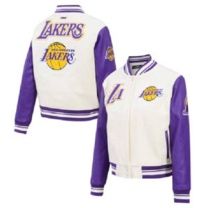 NBA Los Angeles Lakers Pro Standard Cream Retro Classic Varsity Jacket