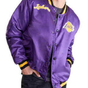NBA Los Angeles Lakers Purple Bomber Satin Jacket