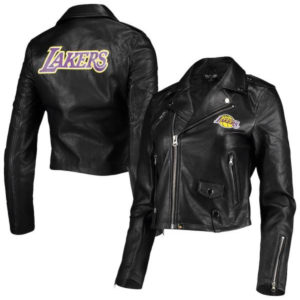NBA Los Angeles Lakers The Wild Collective Black Moto Leather Jackets