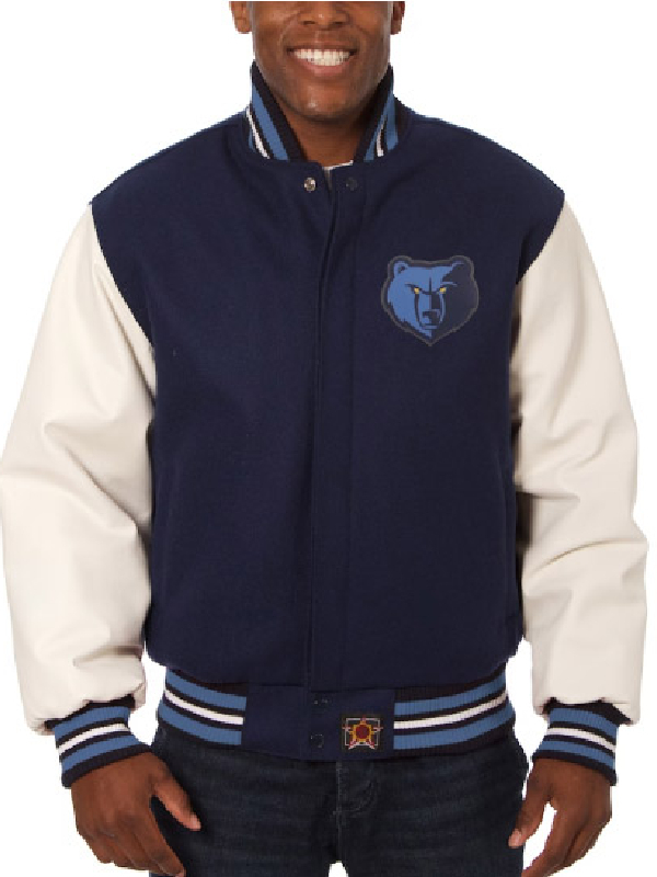 NBA Memphis Grizzlies Jh Design Navy_White wool varsity Jacket