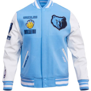 NBA Memphis Grizzlies Retro Classic Rib Blue Varsity Wool Jacket