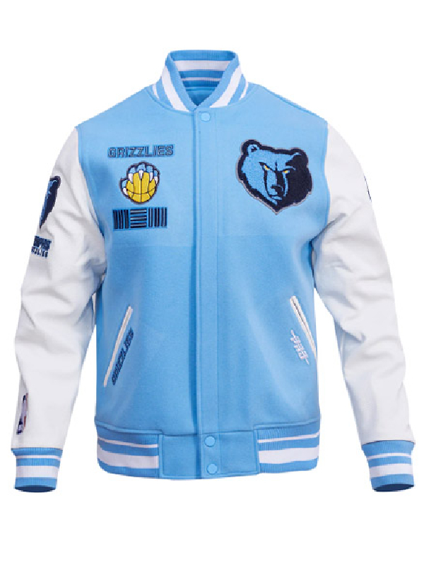 NBA Memphis Grizzlies Retro Classic Rib Blue Varsity Wool Jacket