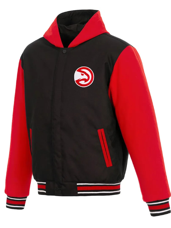 Atlanta Hawks Black and Red Hooded Jacket