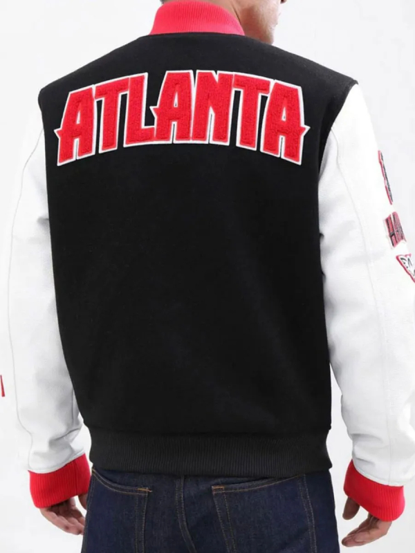 Atlanta Hawks Black and White Letterman Jacket