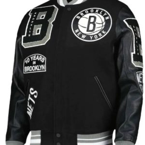 Brooklyn Nets Mash Up Black Varsity Jacket