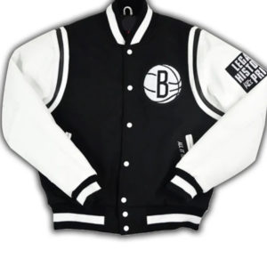 Brooklyn Nets Motto Black and White Wool Jacket